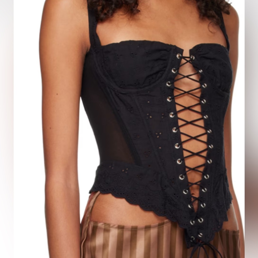 Miaou Deville black eyelet corset. Pefect condition new flaws